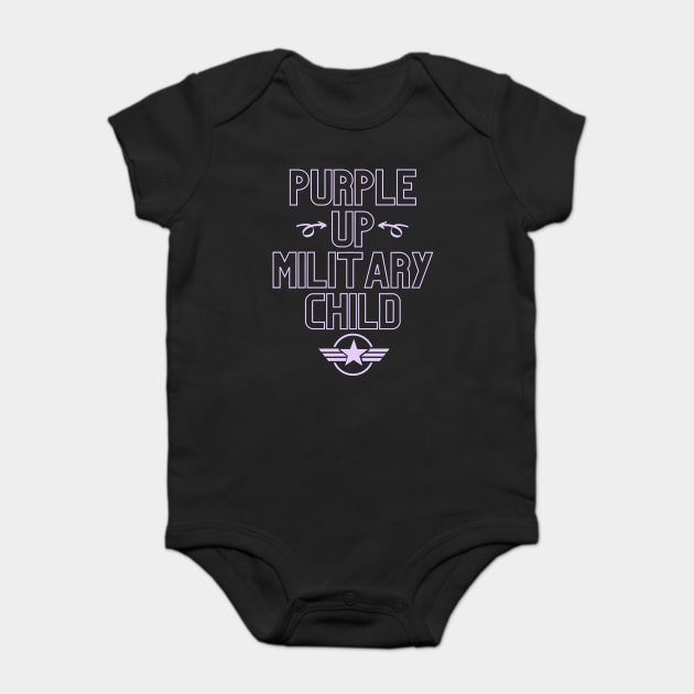 Purple Up Military Child, Month Of The Military Child Baby Bodysuit by Pixel Threads 